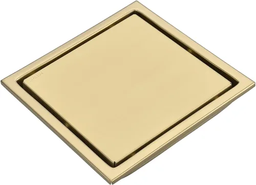 Miniatura 8 de TRUSTMI Desagüe cuadrado de 6 pulgadas con cubierta de rejilla extraíble, acero inoxidable SUS 304, oro cepillado