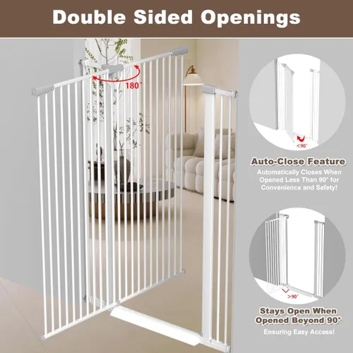 Miniatura 5 de Puerta para gatos extra alta de 51.18 pulgadas, puerta ajustable para mascotas para puertas y escaleras de 29.5 a 40.5 pulgadas de ancho, puerta