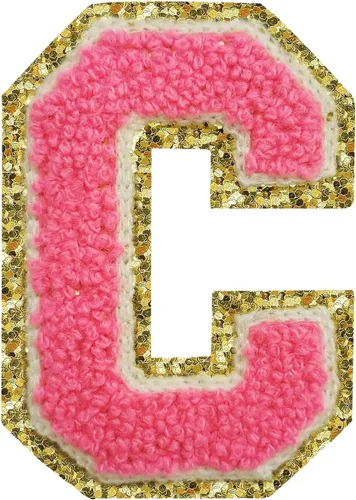Miniatura 60 de SPRT - Parches de letras de chenilla universitaria con purpurina, parche de letras blancas para planchar con letras del alfabeto para disfraz