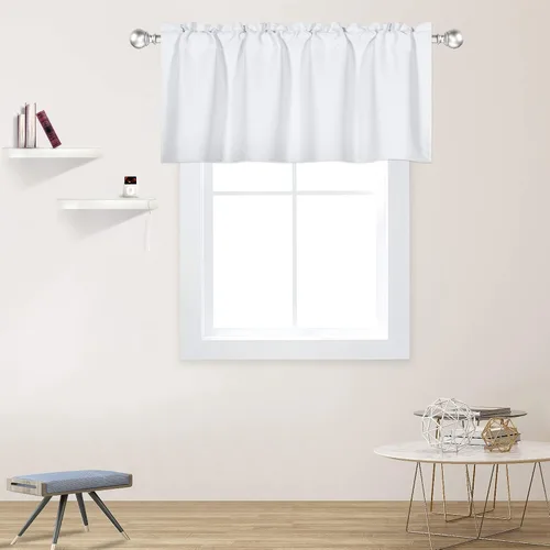 Miniatura 24 de DECOVSUN Cenefas Aqua para ventanas de cocina, con bolsillo para barra, opacas, con aislamiento térmico, 1 panel de 42 x 18 pulgadas