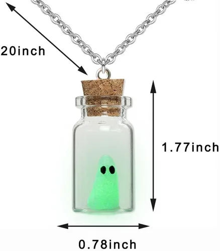 Miniatura 2 de Collar con colgante de fantasma en una botella, collar de fantasma que brilla en la oscuridad, collar de fantasma, joyería de Halloween para mujeres