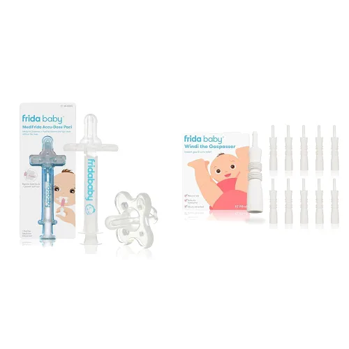 Frida Baby Chupete medicinal, jeringa medicinal y chupete Accu-Dose + Frida Baby Windi Gas y alivio de cólicos para bebés (10 unidades)