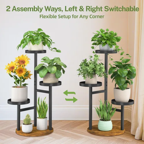 Miniatura 5 de iDavosic.ly Soporte para plantas de 3 niveles para interiores, estante de metal de esquina escalonada para múltiples flores, estante alto