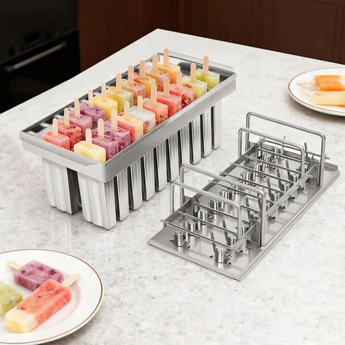 Miniatura 3 de Moldes de paletas de acero inoxidable, 20 unidades, hechos en casa, reutilizables, para hacer helados, para hacer paletas de hielo de congelación
