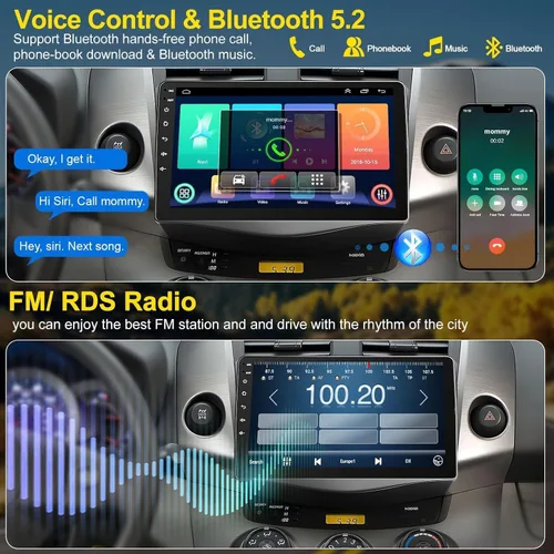 Miniatura 5 de Radio estéreo de coche 4G+64G para Toyota RAV4 2007-2012, Carplay inalámbrico y Android Auto con Android 13 compatible con Bluetooth/Control