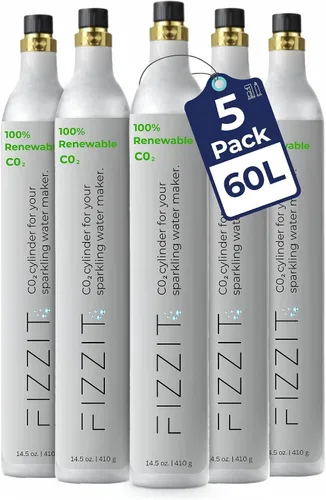 Miniatura 11 de FIZZIT - Cilindro de CO2 roscado de 60 litros – Recipiente recargable de 60 litros compatible con todas las corrientes de soda "atornilladas