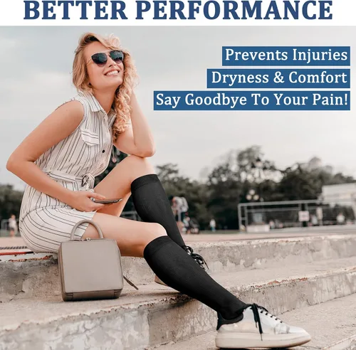 Miniatura 3 de FEYHAY Calcetines de compresión de cobre (3 pares) de 15-20 mmHg de circulación es la mejor atlética y diaria para hombres y mujeres, correr