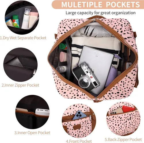 Miniatura 4 de Wogarl Bolsas de fin de semana para mujer, bolsa de lona grande para la noche, bolsas de viaje