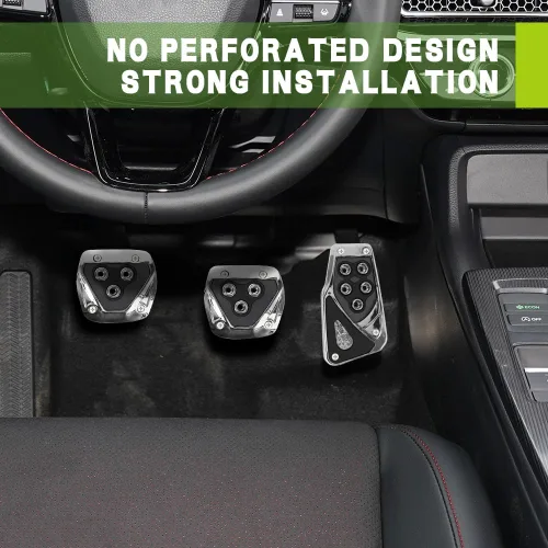 Miniatura 4 de Zufoty 3 piezas de almohadillas de pedal de aluminio antideslizantes para coche, cubiertas de pedal de freno de transmisión manual, cubiertas
