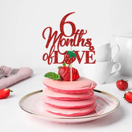 Miniatura 3 de Decoración para pastel de 6 meses de amor, decoraciones de pastel de cumpleaños de 6 meses, 1/2 camino a uno, decoraciones de medio cumpleaños