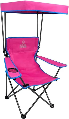 Miniatura 6 de Venture Forward Silla de toldo para exteriores con pantalla ajustable, silla de campamento plegable para niños con portavasos y bolsa de transporte