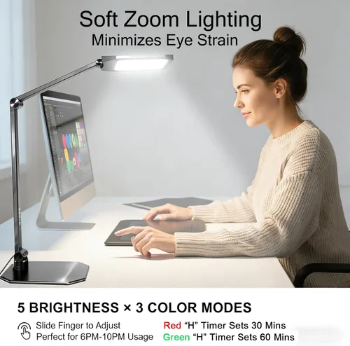 Miniatura 6 de NS Lámpara de escritorio LED profesional con control remoto, luz regulable CRI95+ para cuidado de los ojos, temperatura de color ajustable de 3000K