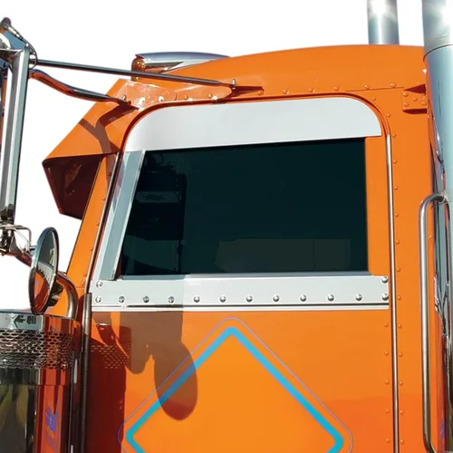 Miniatura 2 de RoadWorks - Tapas de acero inoxidable de 5 pulgadas para ventanas de cabina Peterbilt 2005-2020, acabado pulido 30434