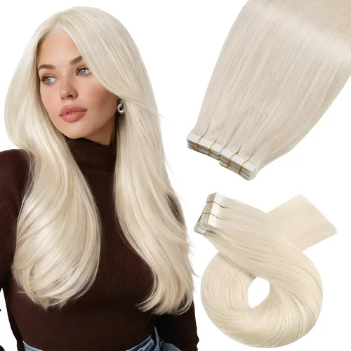 Miniatura 60 de Moresoo Extensiones de cabello humano real con cinta adhesiva, sin costuras, #1 negro azabache, 20 piezas, 1.76 oz (50 g), 24 pulgadas