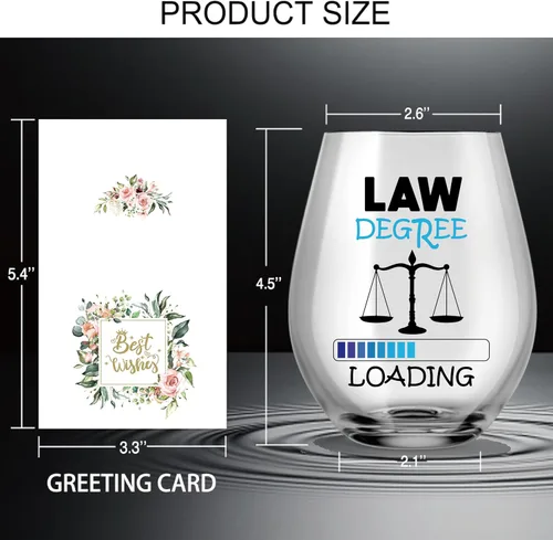 Miniatura 2 de AGMDESIGN Copas de vino divertidas con caja de regalo, regalos de graduación para estudiantes de derecho, abogado, graduado JD, abogado, consultor