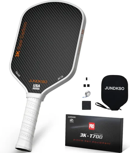 Paletas profesionales de pickleball - T700 Raqueta de pepinillo de fibra de carbono - Superficie esmerilada de carbono crudo 3K para mejorar el giro