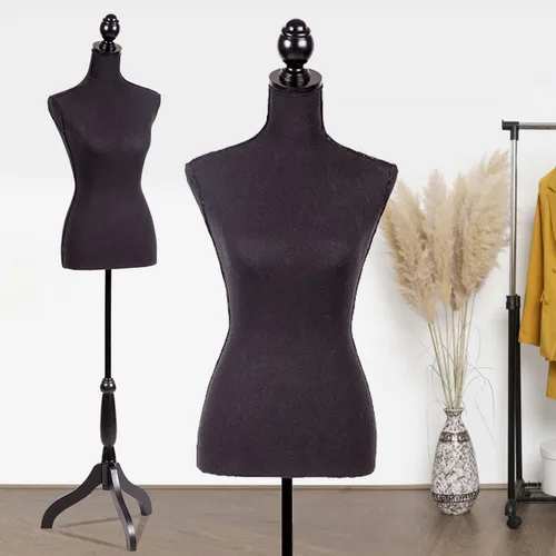 Maniquí femenino con forma de maniquí femenino con soporte de base de trípode de madera, altura ajustable de 60 a 67 pulgadas, maniquí pinable para