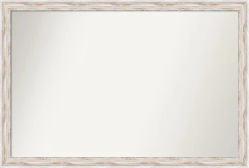 Miniatura 234 de Amanti Art Espejo de baño blanco para sobre el fregadero, 30 x 35 pulgadas, espejo de tocador rectangular estrecho de Eva de oro blanco, marco