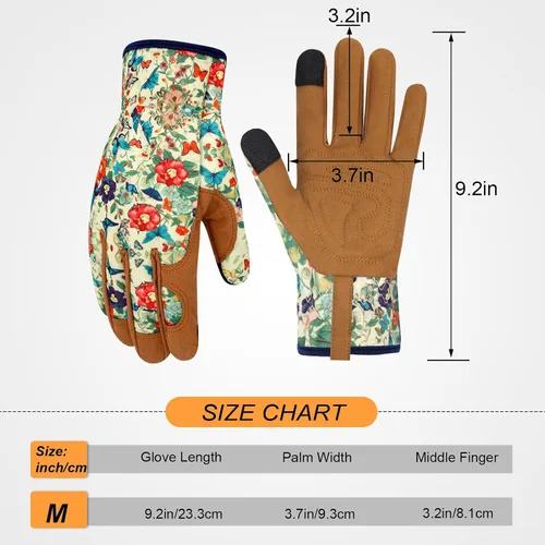 Miniatura 2 de Guantes de jardinería de cuero para mujer, guantes de jardín a prueba de espinas, guantes de trabajo para pantalla táctil, regalos ColorJ
