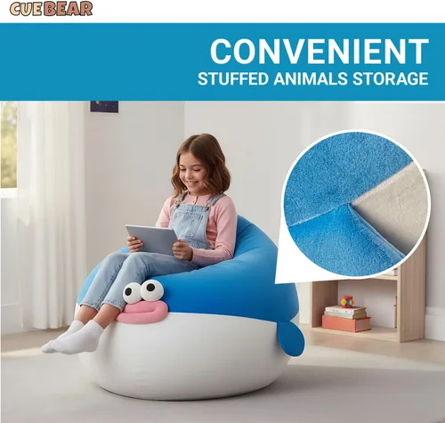 Miniatura 3 de Funda para puf para niños, almacenamiento de animales de peluche, suave y lavable, para niños y niñas, organizador de almacenamiento de juguetes