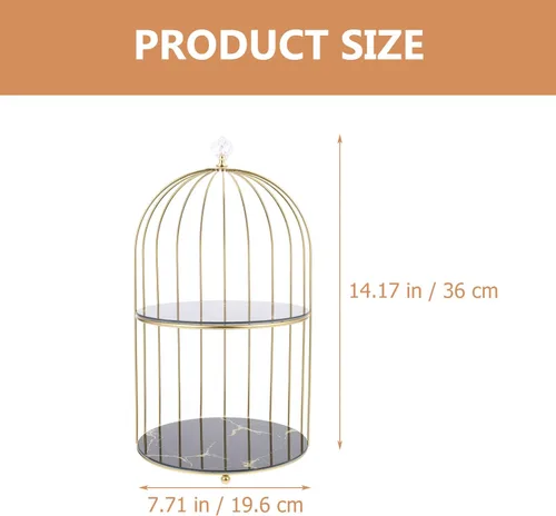 Miniatura 2 de Beavorty Soporte de 2 niveles para tartas con forma de jaula de pájaros, soporte de metal para cupcakes, soporte para tartas, bandeja para servir