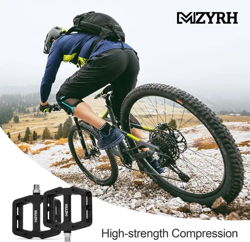 Miniatura 7 de MZYRH Pedales de bicicleta de montaña de 9/16 pulgadas, 3 rodamientos sellados, ligeros, antideslizantes, de fibra de nailon, pedales de plataforma