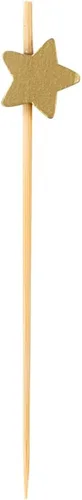 Miniatura 2 de Restaurantware Pinchos de comida de 3.5 pulgadas, 1000 palitos de canapé con estrella dorada, resistentes, desechables, de madera de bambú
