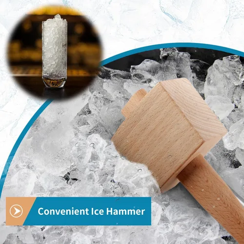 Miniatura 6 de Mazo de madera de 9.6 pulgadas, martillo de hielo de madera de haya maciza, herramienta de mano de carpintero sin daños para carpintería, tallado