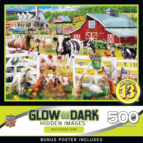 Miniatura 12 de MasterPieces - Rompecabezas de 500 piezas, brilla en la oscuridad, imágenes ocultas, Corner Market, diversión para adultos, familia, niños, 15" x 21