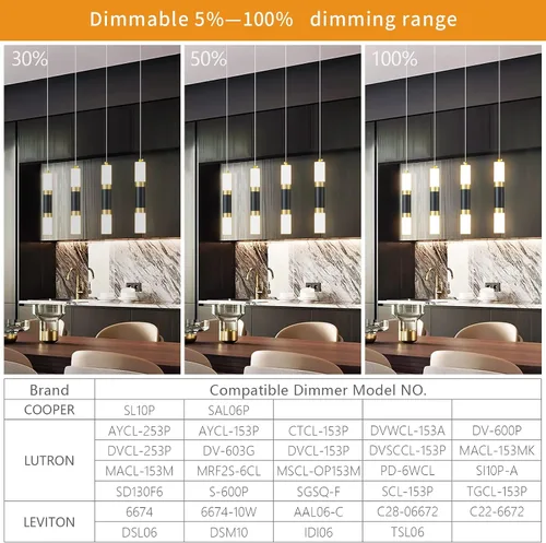 Miniatura 3 de Lámpara colgante moderna de 4 luces para isla de cocina, regulable, LED, negro, mini luces colgantes, comedor, cocina, color negro y dorado