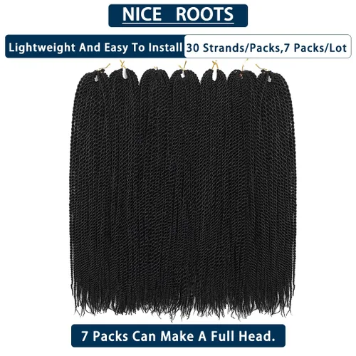 Miniatura 6 de Trenzas de Ganchillo Senegalesas Twist Cabello de Ganchillo 7 Paquetes Pre Enrollado Micro Trenzas Senegalesas Twist Cabello Trenzado Trenzas