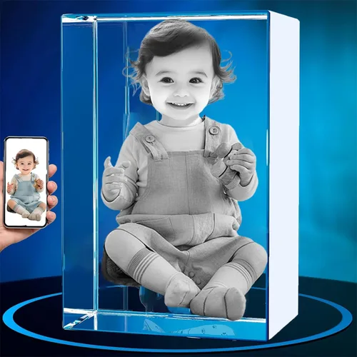 Miniatura 8 de Foto de cristal 3D, regalo personalizado para ella, él, mamá, papá, padre, regalo para parejas: foto personalizada en cristal, única para 2-3