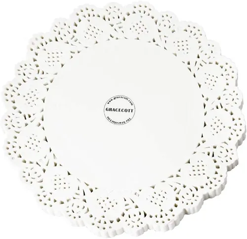 100 manteles individuales de papel de encaje redondo blanco para mesas, pasteles, hornear, decoración de boda (10.5 pulgadas)