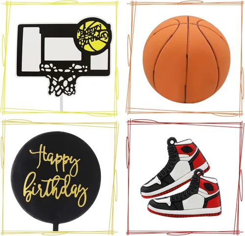 Miniatura 3 de Adornos para Tarta de Baloncesto 21 piezas, Adornos Temáticos de Baloncesto para Deportes, NBA, March Madness, Jordan, Suministros para Fiestas