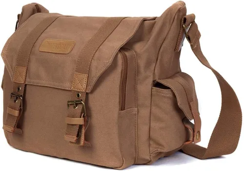 Cwatcun Funda de lona para cámara con funda de inserción desmontable, a prueba de golpes, bolsa mensajero para cámara Canon Sony, Nikon DSLR/SLR,