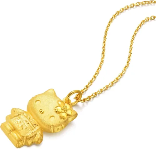 Miniatura 6 de CHOW SANG SANG Sanrio - Colgante de oro macizo 999.9 de 24 quilates Hello Kitty en Japón para mujeres y niñas 54487P (no incluye el collar), Metal