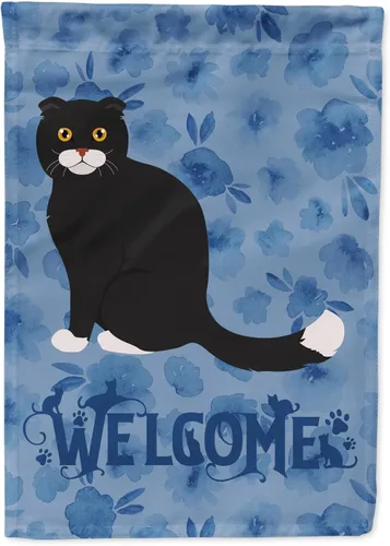 Miniatura 101 de Caroline's Treasures CK5047CHF Ojos Azules - Bandera de bienvenida con diseño de gato para casa de porche, grande, para colgar en la pared