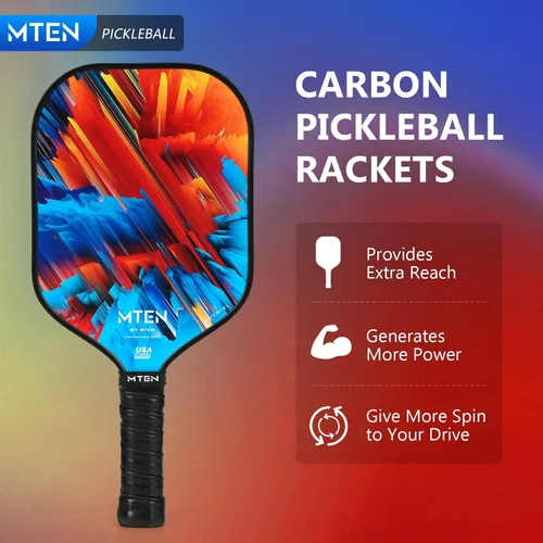 Miniatura 5 de Paletas de pickleball, paletas de pickleball de fibra de carbono, superficie de carbono USAPA, núcleo de fibra de carbono, mango de cuero cómodo