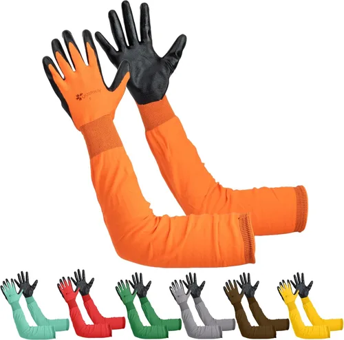 Guantes de jardinería de manga larga para mujeres y hombres, guantes de jardín de puño largo, multiusos, resistentes para exteriores e interiores