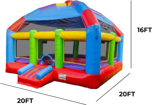 Miniatura 2 de XJUMP Casa inflable de rebote de cúpula comercial de gran fiesta de 20 x 20 pies, vinilo de PVC de 16 pies de alto resistente de 15 onzas con aro