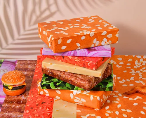 Miniatura 6 de Sikiweiter Papel de Envolver de Hamburguesa - Juego de Papel de Envolver de Hamburguesa para Regalos, 12 Hojas de Papel de Envolver de Queso