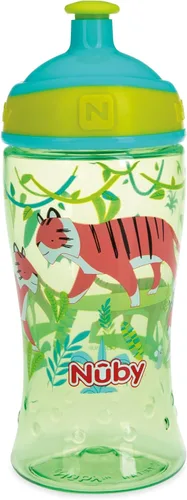 Miniatura 4 de Nuby Printed Kids Pop-Up Sipper Botella de agua con boquilla de flujo libre – 12 oz – Botella resistente a derrames – Apto para lavavajillas – Más