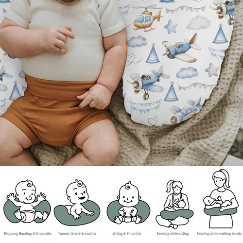 Miniatura 6 de Fundas de almohada de lactancia para niños y niñas, diseño retro, estrellas, nubes, cielo, para lactancia, almohadas suaves y elásticas extraíbles