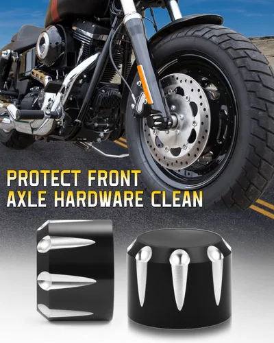 Miniatura 2 de Tapa negra para tuerca de eje delantero, cubierta de tuerca de horquilla delantera compatible con Harley Davidson 2002-2024 Softail Dyna Iron 883
