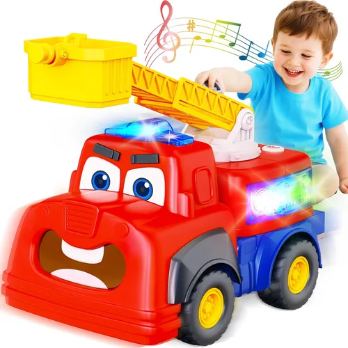 Camión de Bomberos Interactivo y Hablador para Niños Pequeños de 1 a 3 años, Juguete Musical con Sirenas Realistas y Luces y Sonidos, Juguete de