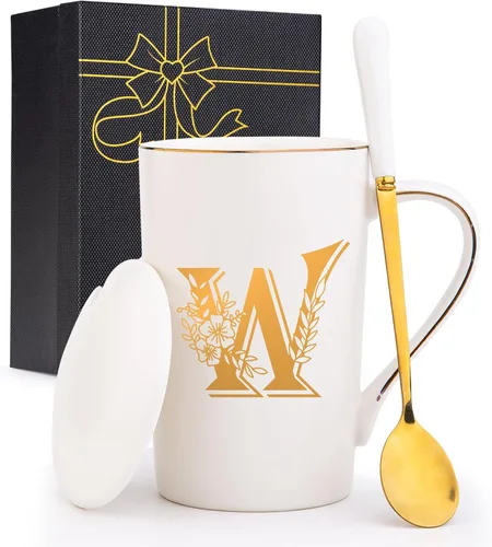 Miniatura 28 de Tazas personalizadas con iniciales en letra A con flores, taza de café personalizada con letra A, tazas personalizadas con letras geniales