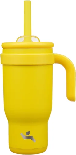 Miniatura 38 de Konokyo Vaso de 14 onzas con asa lateral, botella de agua aislada con popote y tapa 2 en 1, taza de acero inoxidable, taza de café de viaje