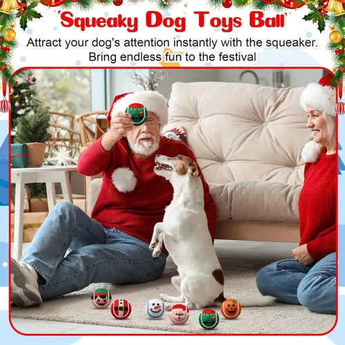 Miniatura 4 de Civaner 6 piezas pelotas de tenis chirriantes de Navidad para perros de 2.5 pulgadas, juguetes pelota para perros a granel para perros pequeños