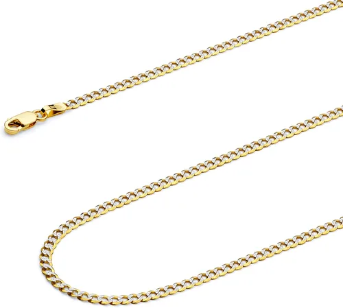 Miniatura 6 de 14k REAL Yellow/Two Tone Gold Bevelled Hollow 11mm, 9mm, 6.5mm, 5mm, 4.5mm, 3.5mm, 2.5mm, 2mm Cuban Curb Chain Necklace/Bracelet with Lobster Claw