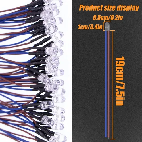 Miniatura 2 de 35 diodos LED morados precableados de 0.197 in, ultrabrillantes, 12 V, resistencia integrada para proyectos de bricolaje, Arduino, Raspberry Pi